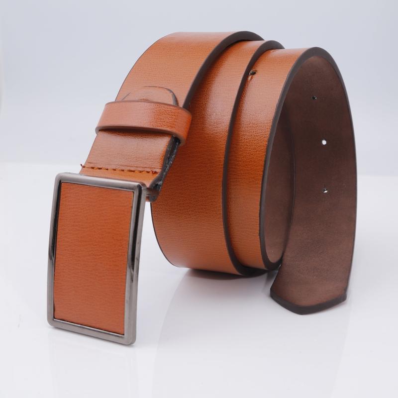 Antique Smooth Buckle Belt Business Casual Vintage Leather Belt