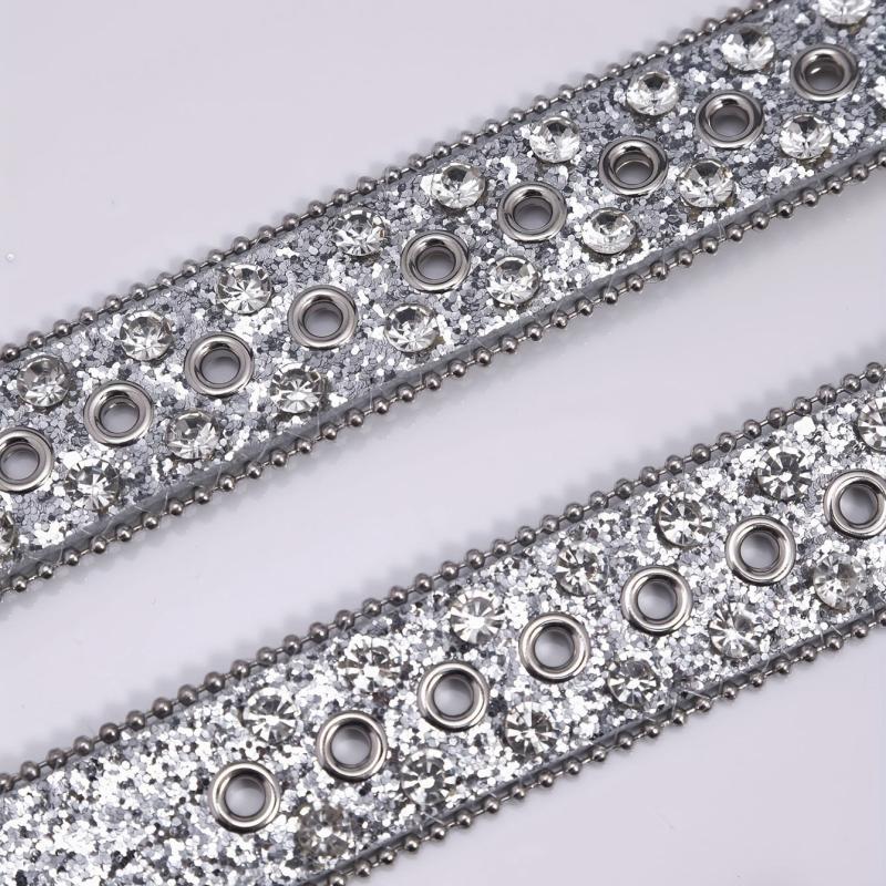 Men's Faux Diamond Leather Belt for Jeans Trousers