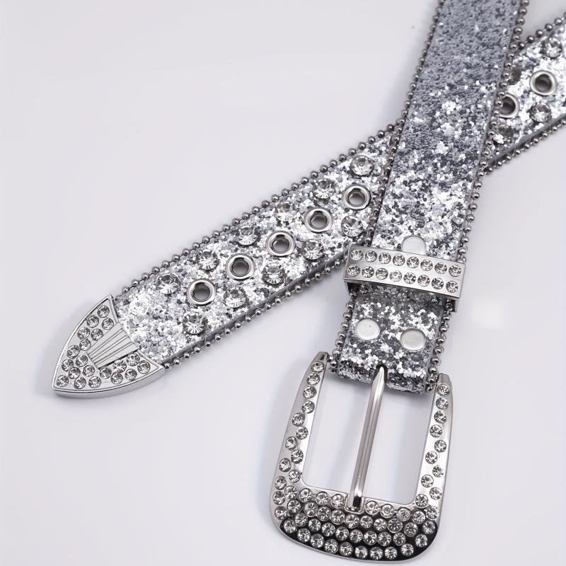 Men's Faux Diamond Leather Belt for Jeans Trousers