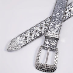 Men's Faux Diamond Leather Belt for Jeans Trousers