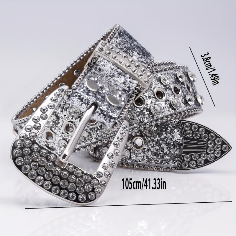 Men's Faux Diamond Leather Belt for Jeans Trousers