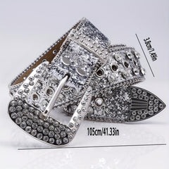 Men's Faux Diamond Leather Belt for Jeans Trousers