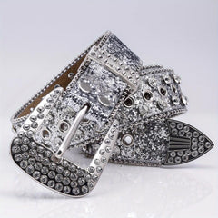 Men's Faux Diamond Leather Belt for Jeans Trousers