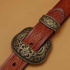 Retro Pattern Buckle Belt for Men Denim Pants Jeans