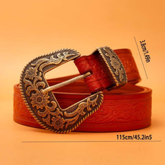 Retro Pattern Buckle Belt for Men Denim Pants Jeans