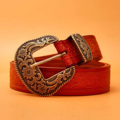 Retro Pattern Buckle Belt for Men Denim Pants Jeans