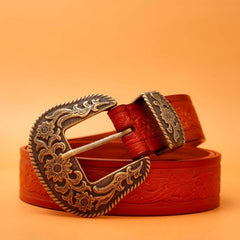 Retro Pattern Buckle Belt for Men Denim Pants Jeans