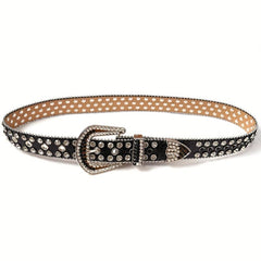 Sparkle Studded Rhinestone PU Leather Cowboy Belt
