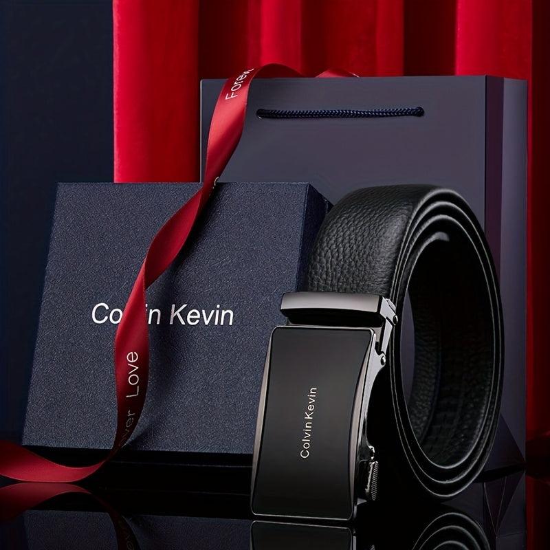 Men's Leather Belt Automatic Buckle Business Casual Gift