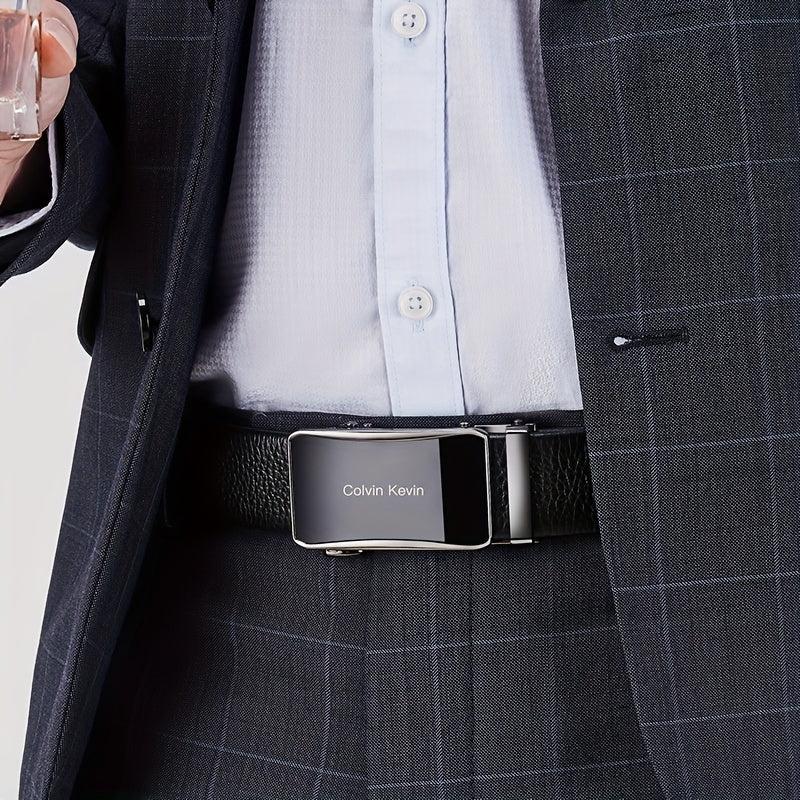 Men's Leather Belt Automatic Buckle Business Casual Gift