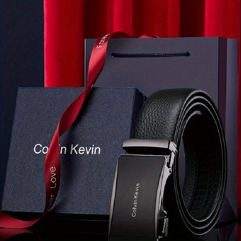 Men's Leather Belt Automatic Buckle Business Casual Gift