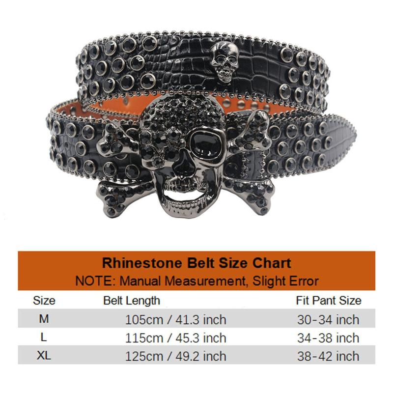 Men's Rhinestone Skull Buckle Western Belt