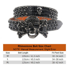 Men's Rhinestone Skull Buckle Western Belt