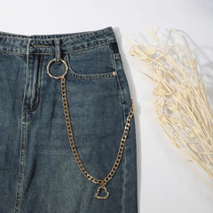 Men's Bamboo Circle Love Pants Chain Belt Direction