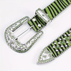 Rhinestone Flower Unisex Belt Jeans Artificial Diamond Belt