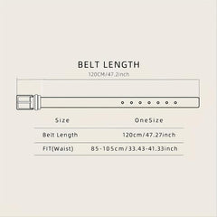 Men's PU Leather Flower Pattern Business Belt Square Buckle Waist Strap