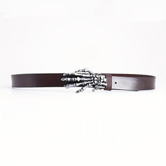 Men's Leather Buckle Belt Skull Hand Pattern Decorative Belt