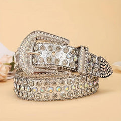 PU Belt with Artificial Diamond Sequin Inlay