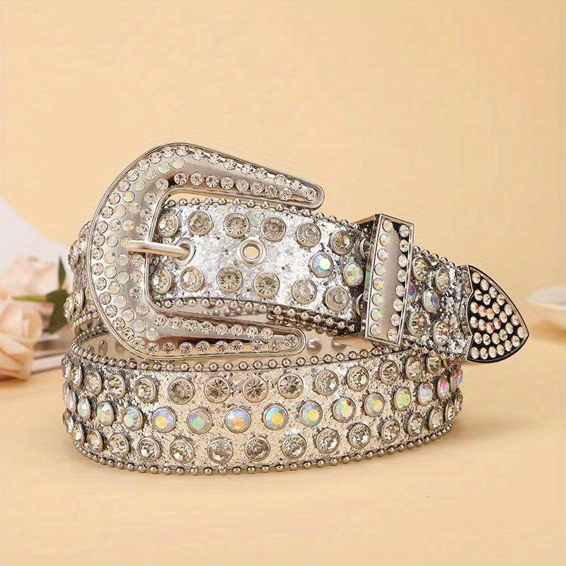 PU Belt with Artificial Diamond Sequin Inlay