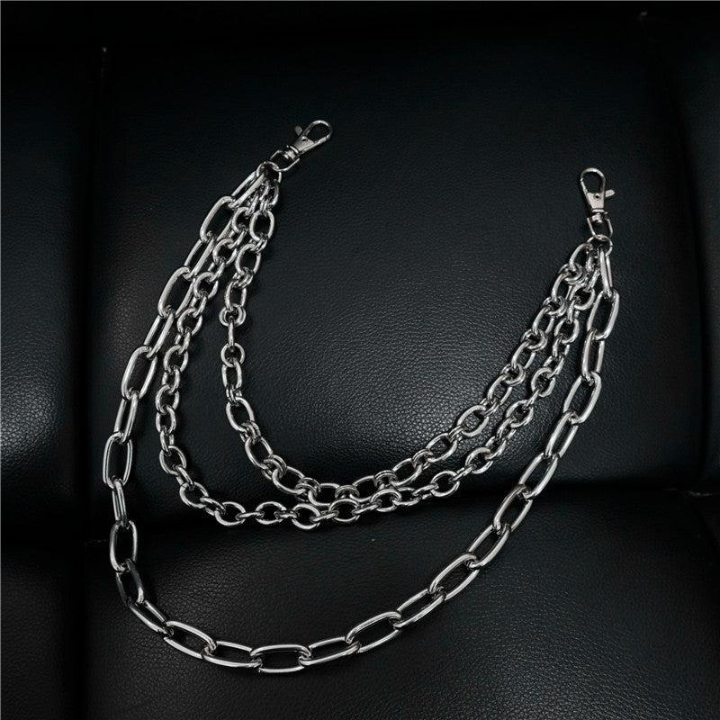 3 Layer Stainless Steel Men's Hip Hop Punk Pant Chain Keyring