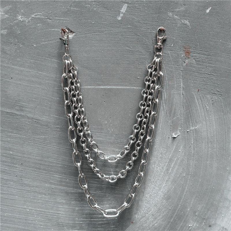 3 Layer Stainless Steel Men's Hip Hop Punk Pant Chain Keyring