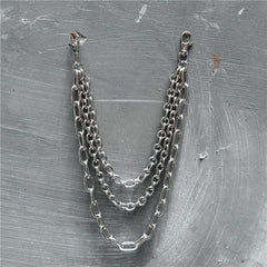 3 Layer Stainless Steel Men's Hip Hop Punk Pant Chain Keyring