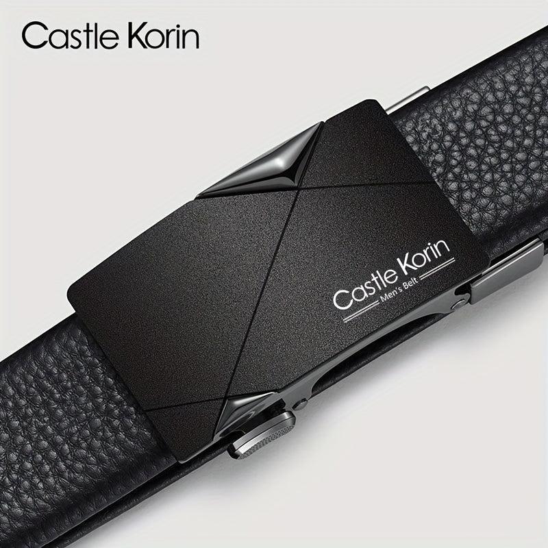 Men's Leather Automatic Buckle Belt 47.24in x 1.37in