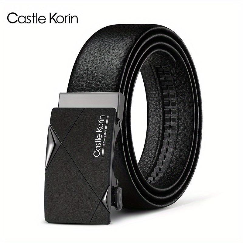 Men's Leather Automatic Buckle Belt 47.24in x 1.37in