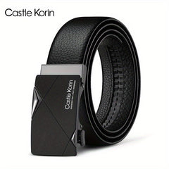 Men's Leather Automatic Buckle Belt 47.24in x 1.37in