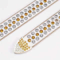 Rhinestone PU Leather Belt with Pin Buckle