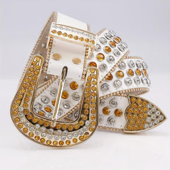Rhinestone PU Leather Belt with Pin Buckle