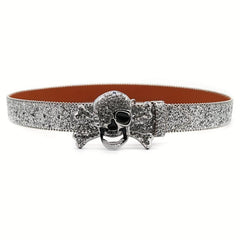 Men's Skull Rhinestone Belt Riveted Alloy Pin Buckle Belt