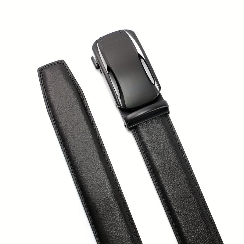 Men's Leather Ratchet Buckle Slide Belt For Dress Casual