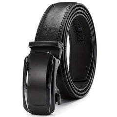 Men's Leather Ratchet Buckle Slide Belt For Dress Casual