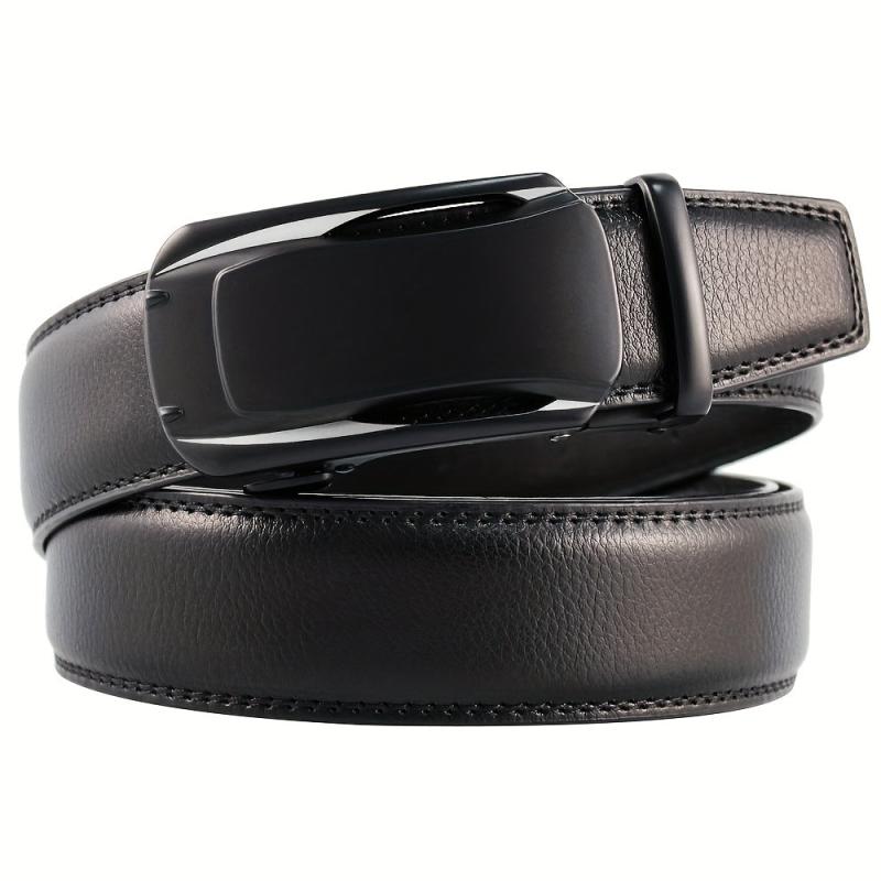 Men's Leather Ratchet Buckle Slide Belt For Dress Casual