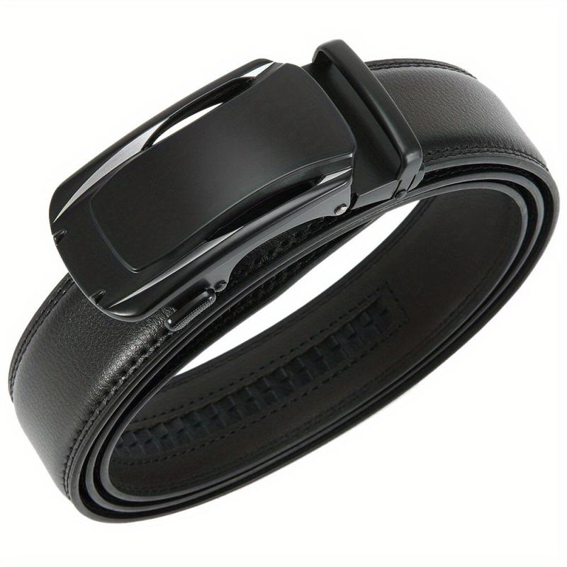 Men's Leather Ratchet Buckle Slide Belt For Dress Casual
