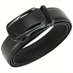 Men's Leather Ratchet Buckle Slide Belt For Dress Casual
