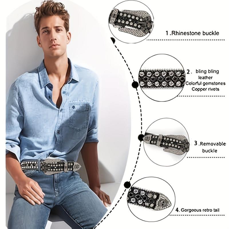 Skull Buckle Belt PU Leather Western Belt For Men