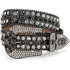 Skull Buckle Belt PU Leather Western Belt For Men