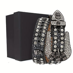 Skull Buckle Belt PU Leather Western Belt For Men