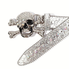 Rhinestone Bone Buckle Belt Punk Jeans Belt