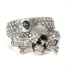 Rhinestone Bone Buckle Belt Punk Jeans Belt