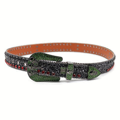 Skull Cowboy Y2K Leather Belt Rhinestone Pin Buckle Outdoor Gothic Hip Hop