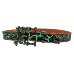 Alloy Big Skull Rhinestone Belt Hip Hop Leather Belt For Men