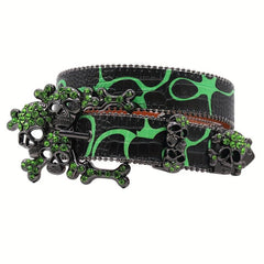 Alloy Big Skull Rhinestone Belt Hip Hop Leather Belt For Men
