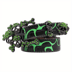 Alloy Big Skull Rhinestone Belt Hip Hop Leather Belt For Men