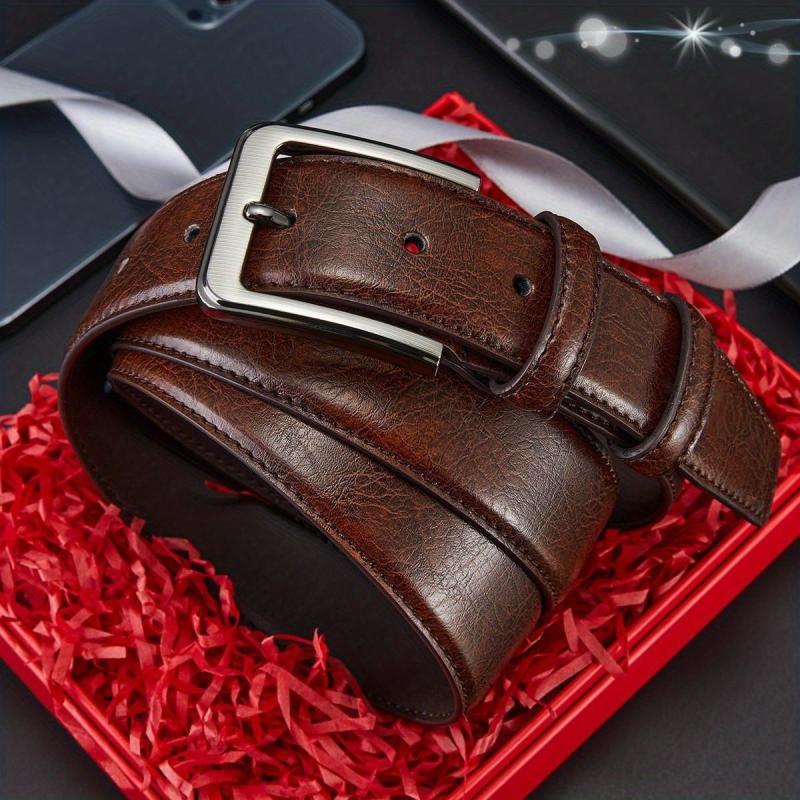 Men's Business Leather Belt Pin Buckle