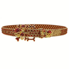 Golden Skull Rhinestone PU Material Belt Buckle