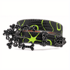 Large Skull Head Rhinestone Belt Hip hop Punk For Men