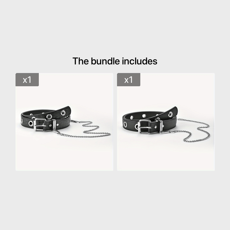 Men's Automatic Buckle Belt With Chain PU Leather Belt Punk Waist Strap